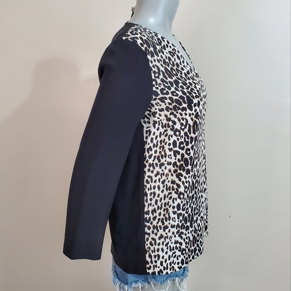 𝅺Club Monaco Silk Leopard Print Raglan V Neck 3/4 Length Sleeve Blouse Size S - Picture 5 of 10